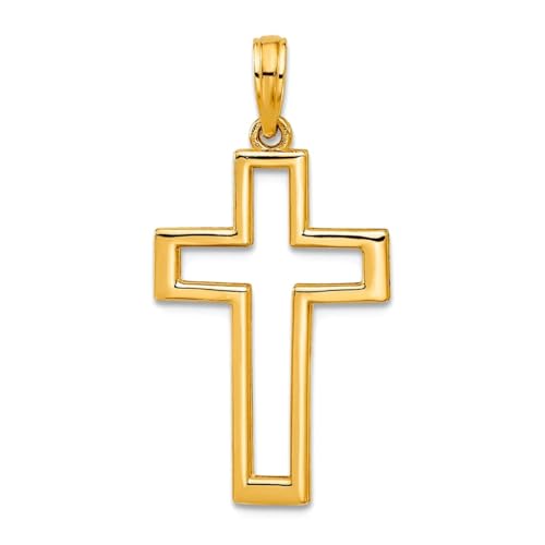 Collier croix en or jaune 14k massif poli 15,1 mm pour femme de valeur durable