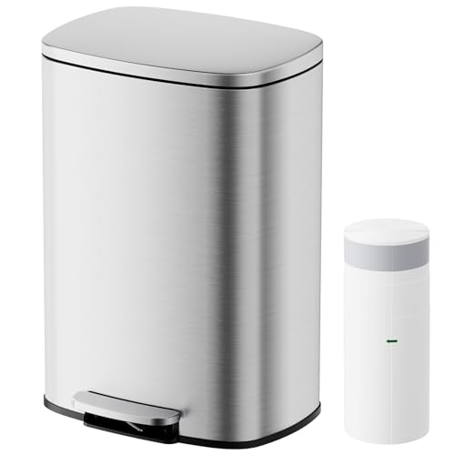 YASHE Pattumiera Differenziata 50L, Grande Secchio Spazzatura da Cucina con 20 Sacchetti, Pedale a Pedata, Chiusura Ammortizzata, Facile da Pulire