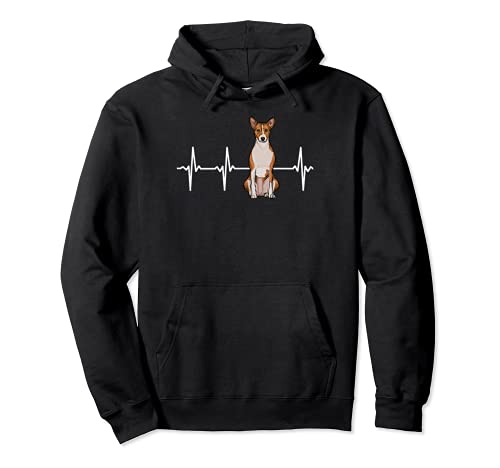 Basenji Heartbeat Dog Lover Pullover Hoodie, Black