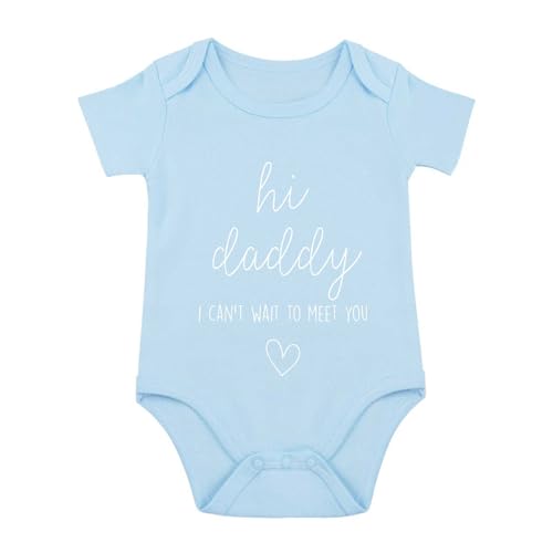 Image of Hi Daddy Bodysuit for Baby Hello Daddy Pregnancy Announcement for Husband I Love Daddys Baby Romper