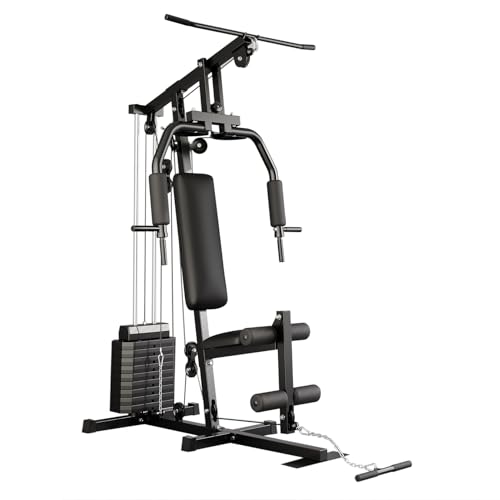 Home Gym Station, Multifunctional Home Gym System with 100LBS Weight Stack for Full Body Strength Training, LAT Pull Down, Chest Press, Leg Extension