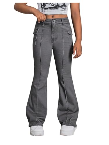 Floerns Girl's Y2k Bell Bottom Bootcut Jeans Cargo Flare Leg Skinny Long Denim Pants