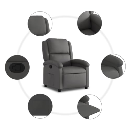Sillón Reclinable Cuero Gris miniatura 6