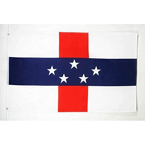 Image of AZ FLAG - Netherlands Antilles Flag - 3x5 Ft - 100D Polyester Dutch Banner with Two Metal Grommets - Fade Resistant - Vivid Colors - 3' x 5' Feet - 150x90 Cm