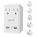 AULLSUMY 2000W Worldwide Travel Adapter Kit-Universal Electrical Adapters 2 USB Ports 2 US Outlets Travel Power Charger,International Travel Adapter Plug for Europe UK Australia Italy China Ireland