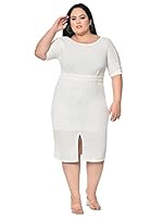 wild U Women Western Plus Size Front Slit Drop Shoulder Bodycon Dress (Off White, Size : 2XL)