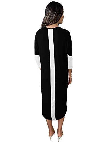 BABY O Women's Color Blocked Stretch Knit Slim Modest Long Dress3