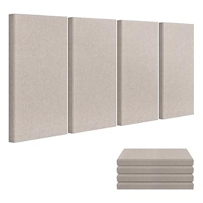 23.62" X 11.81" X 2" Fiberglass Wall Panel, 4 Pack Acoustic Panels, Acoustic Panels Sound Absorbing for Office, Studio, Home Theatre - Linen