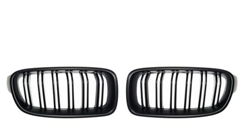 Parrilla delantera de coche compatible con BMW Serie 3 F30 F35 2012-2019 Kidney Racing Grille Racing parachoques delantero 1 par negro(Matte Black)