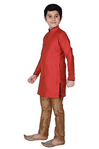 Boy's Silk Indian Clothing Traditional Wear Kurta Set's For Kids Boys | Pack Of 1 (S-135)3