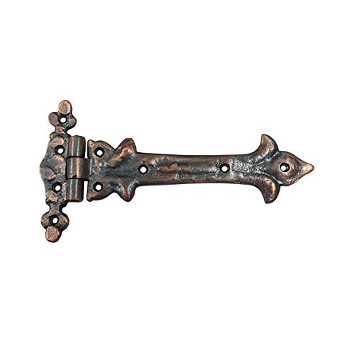 Image of Adonai Hardware Adonijah Antique Cast Iron Strap T Hinge (7.9 inch x 4 Pack, Antique Copper) for Barn Doors, Gates, Kitchen Cabinets, Sheds, Wooden Box, Furniture, Cedar Chest and Trunks