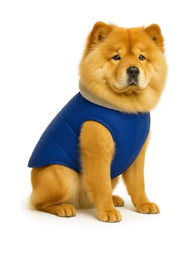 Image of The Pets Company Dog Winter Coat Jacket, Clothes, Windproof, Waterproof, Light Weight, Washable, Ultra Warm Thick Fleece Lined Dog Vest for Cold Weather Protection, (Blue, Large - 24 Inch)