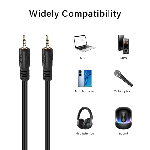 Cable de audio auxiliar 2.5mm macho a macho TRRS 0.3 m miniatura 6