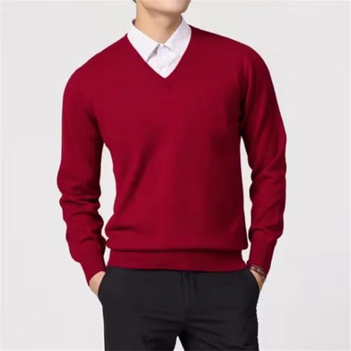 Men's Winter V-Neck Cashmere Cotton Blended Classic Sweater Business Casual All-Match Knitted Pullover2