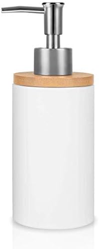 Natheeph Ceramic Soap Dispenser Refillable Liquid Lotion Dispenser Bottle for Kitchen or Bathroom Countertops (White)