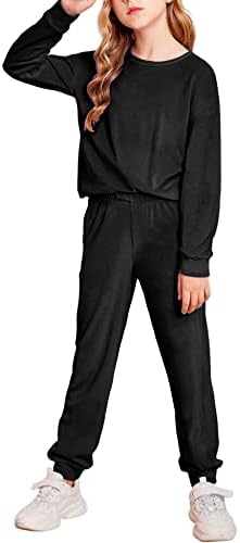 Arshiner Girls 2 Piece Outfits Kids Velour Sweatshirts & Sweatpants Casual Clothing Sets