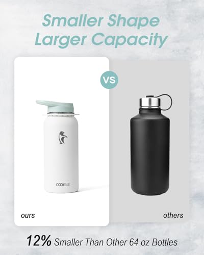 Image of Coolflask 32 oz Water Bottle Insulated Stainless Steel with Strap