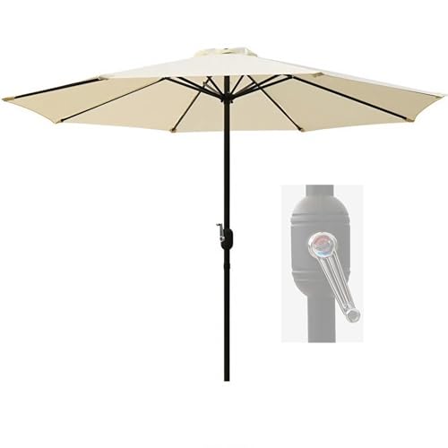 Parasol de jardin 2m70 avec manivelle et 8 baleines pour terrasse et piscine