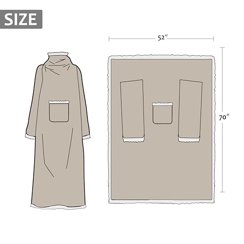 Image of Catalonia Sherpa Wearable Blanket with Sleeves Arms,Super Soft Warm Comfy Large Fleece Plush Sleeved TV Throws Wrap Robe Blanket for Adult Women and Men