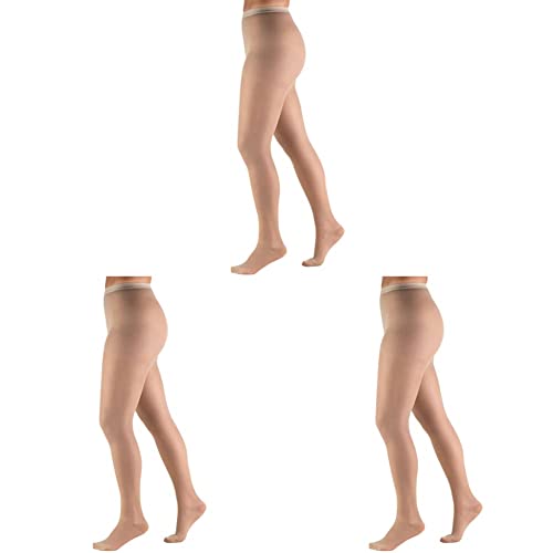 Image of Truform Sheer Compression Pantyhose, 15-20 mmHg, Women's Shaping Tights, 20 Denier, Nude, Medium (Pack of 3)