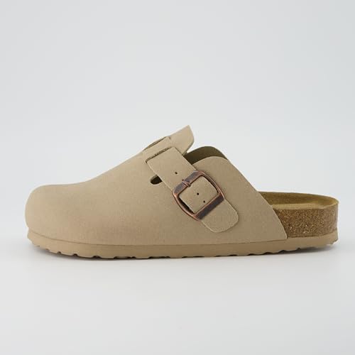 Image of CUSHIONAIRE Hana Womens Clogs | Comfortable Vegan Suede Clogs for Women | Slip On Potato Shoes with Cork Footbed & Arch Support | Memory Foam, Wide Widths Available