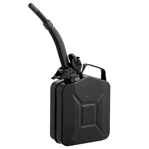 LEADZM Benzinkanister 5L Metall, Kanister Kraftstoffkanister mit Flexibler Ausgießer (Schwarz)