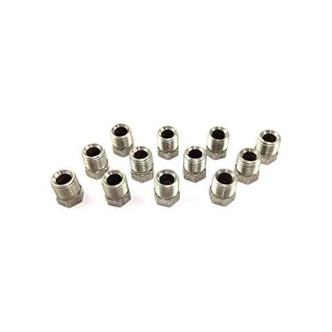 The Stop Shop Pack of 12 3/8" - 24 Stainless Steel Fittings for 3/16" tube Cover