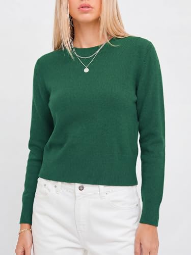 LaGracia Cropped Sweaters for Women Long Sleeve Business Casual Sweater Crop Tops Crewneck Lightweight Wool Blend Spring Fall Outfits Green 2XL — view 4