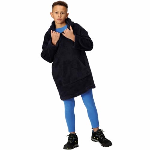 Kids Cosy Borg Fleece Oversized Hoodie Poncho - Navy - 9-13 Yrs4