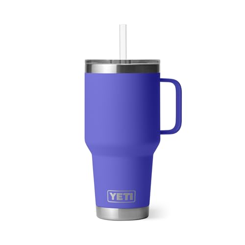 Image of YETI Rambler 35 oz Tumbler with Handle and Straw Lid, Travel Mug Water Tumbler, Vacuum Insulated Cup with Handle, Stainless Steel, Ultramarine Violet