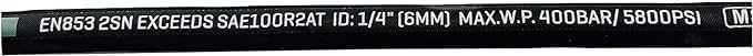 Autovo-26711-04-04-RW- Hydraulic Hose Swivel Assembly 1/4” Hydraulic Hose with Female JIC X Female JIC, 60” Long (5800psi)-US, Black
