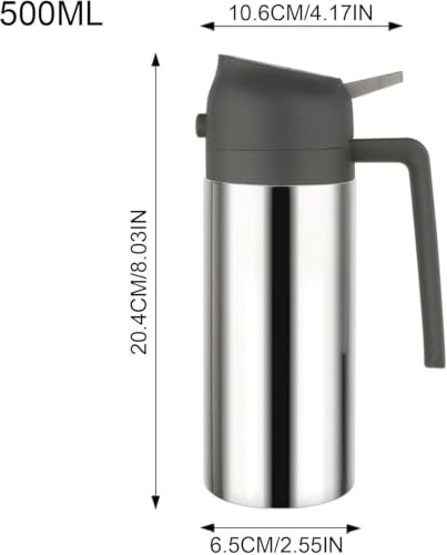 Image of Stainless Steel Oil Sprayer and Dispenser Bottle | Leak-Proof | 500ml 2-in-1 Dual-Function Oil Bottle with Ergonomic Handle for Air Fryer, Cooking, Salads, BBQ & Baking Black (Pack of 01)