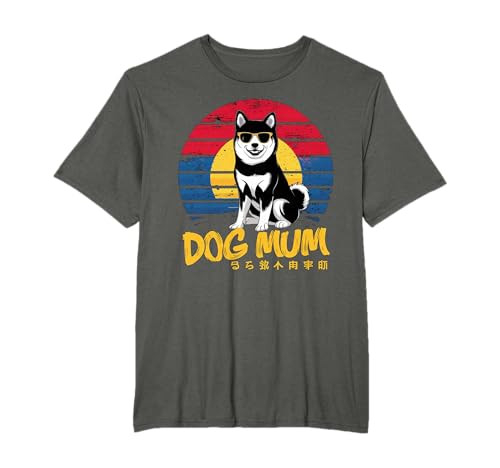 Cooles Akita Shiba Inu Dog Mum Vintage Asien Schild Motiv T-Shirt