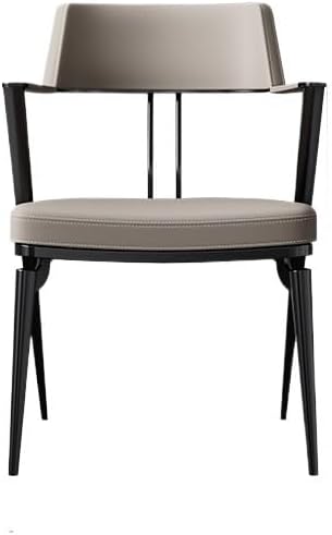 Office Chair Light Luxury Dining Chair Modern Backrest Chair Leather Stainless Steel Armchair Tea Chair Gaming Chair(A)