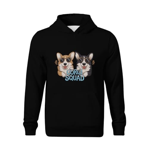 Kids Vintage Corgi Squad Boys Girls Lightweight Kangaroo Pocket Fleece Hoodies2