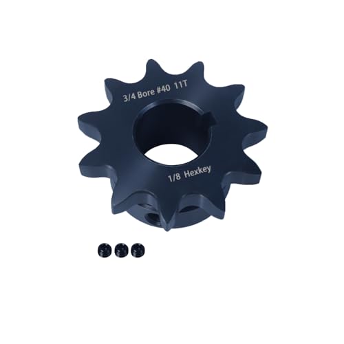 Image of #40 Roller Chain Sprocket,Type B,with 3 /4 inch Bore Diameter and 11 Tooth,Made of AISI 1045 Medium Carbon Steel、Rust-Resistant、Hardened Teeth、Precision CNC Machined