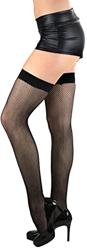 Image of ToBeInStyle Women's Fine Classic Fishnet Thigh High Stretch Nylon Novelty Stockings