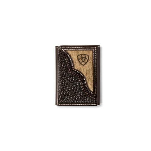ARIAT Men's Brindled Calf Hair Leather Trifold Wallet