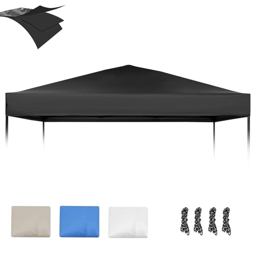 1010 Canopy Replacement Top Pop Up Canopy Replacement Tent Cover for Straight Leg Frame Waterproof Canopy Top Cover for Garden Patio Camping (Top Only)(Black)