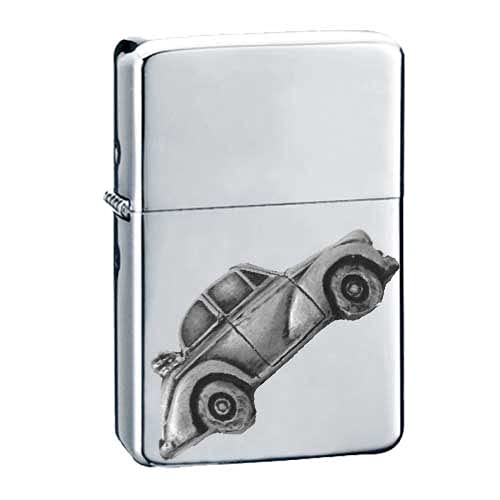 Briquet à essence Morris Minor Convertible Ref159 rechargeable en argent effet étain
