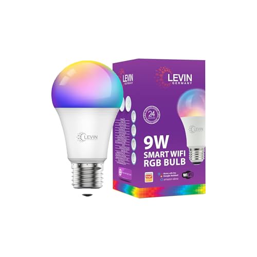 Levin Germany Smart LED Bulb E27 – 9W RGB Colour-Changing Bulb | Dimmable | Wi-Fi & Bluetooth | Works with Alexa & Google Home | 810 Lumens | App & Voice Control | 2-Year Warranty