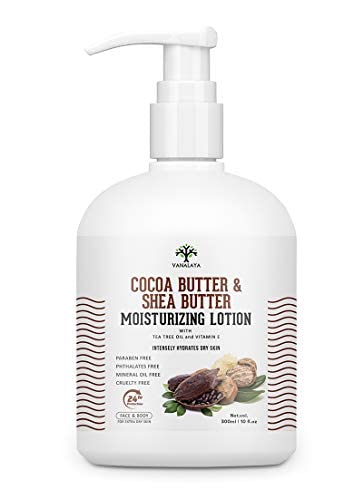 Cocoa Butter & Shea Butter Moisturizing Lotion with Vitamin E and coconut oil for Dry Skin Face and Body 300ml