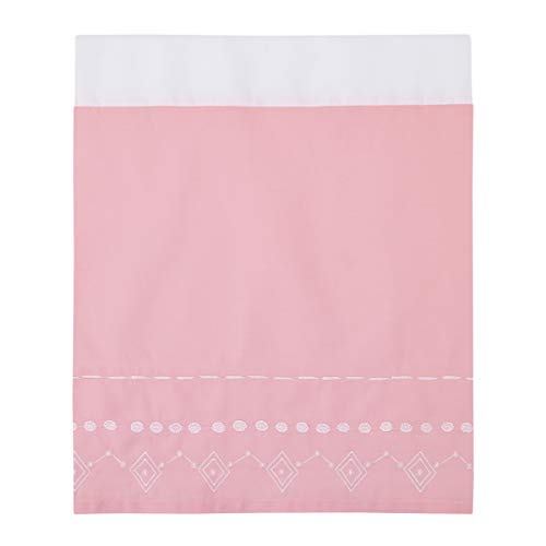 Nojo Tropical Flamingo Pink & White 100% Cotton 4Piece Nursery Crib Bedding Set, Embroidered Quilt, Fitted Sheet, Dust Ruffle, & Diaper Stacker, Pink, White, Grey #TOP3
