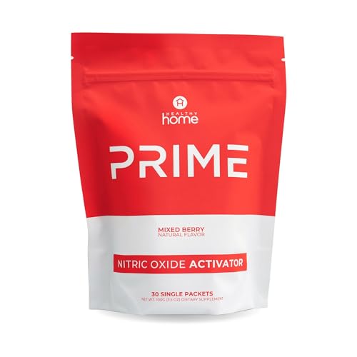 Image of HEALTHY home Prime Nitric Oxide Activator Supplement | Mixed Berry Flavor | 30 Packets | Supports Circulation, Focus, and Cardiovascular Wellness | Natural Ingredients for Daily Vitality