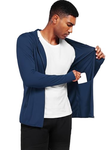 Image of NELEUS Men's Workout Fishing Shirts UPF 50+ Light Jacket Full Zip Sun Protection Long Sleeve Hoodie for Men Hiking