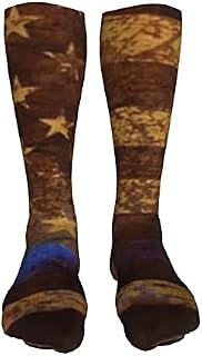 702 Unisex Trainer Socks Blue Line American Flag Athletic Socks Nonslip Office Socks Anti-Slip Socks For Women Climbing 50Cm
