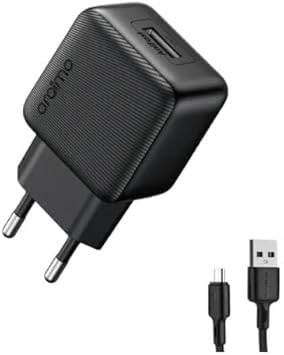 Oraimo OCW-1112CE Smart Fast Charging Wall Adapter with Type-C Cable, High-Efficiency USB Charger, Compact & Safe Power Adapter for Smartphones & Tablets – Black