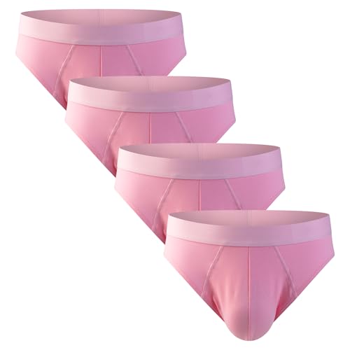 Men's Cotton Breathable Briefs, Ultra Soft No Fly Underwear with Supportive Pouch, 4 Pack