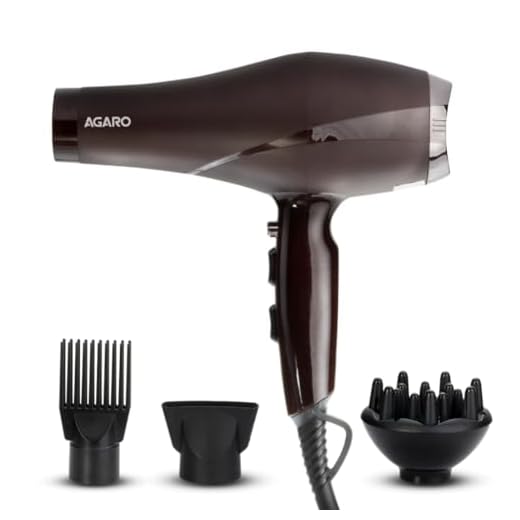 AGARO HD-1120 2000W AC Professional Hair Dryer with Comb, Concentrator & Diffuser Nozzles, Hot & Cold Air, 2 Speed & 3 Temperature Settings with Cool Shot, Hair Dryer & Blower for Men & Women