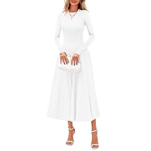PRETTYGARDEN Womens Sweater Dress 2026 Long Sleeve Elegant Knit A Line Fall Wedding Guest Cocktail Midi Winter Dresses